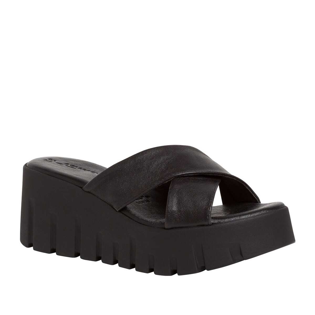 Туфли Без задника кожаные на платформе 37 черный LaRedoute, размер 37 - фото 2