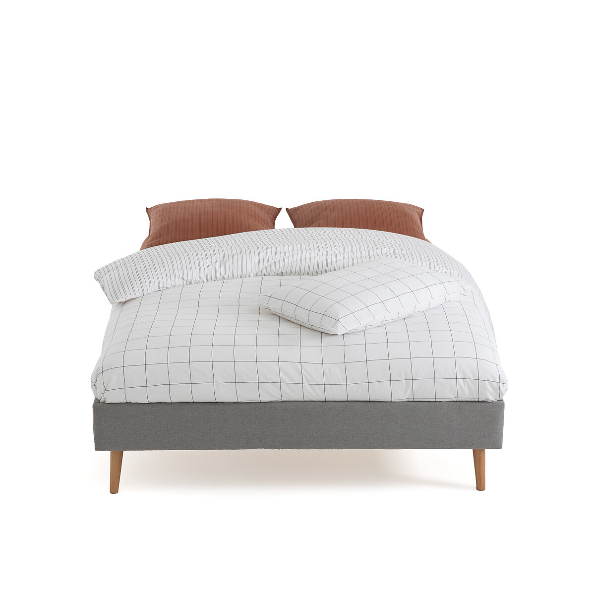 Кровать LaRedoute Пышная с кроватным основанием Jimi 160 x 200 см серый, размер 160 x 200 см - фото 2