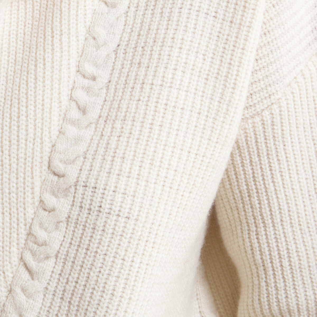 Пуловер La Redoute С воротником-стойкой на молнии из тонкого трикотажа 3(L) бежевый, размер 3(L) С воротником-стойкой на молнии из тонкого трикотажа 3(L) бежевый - фото 4