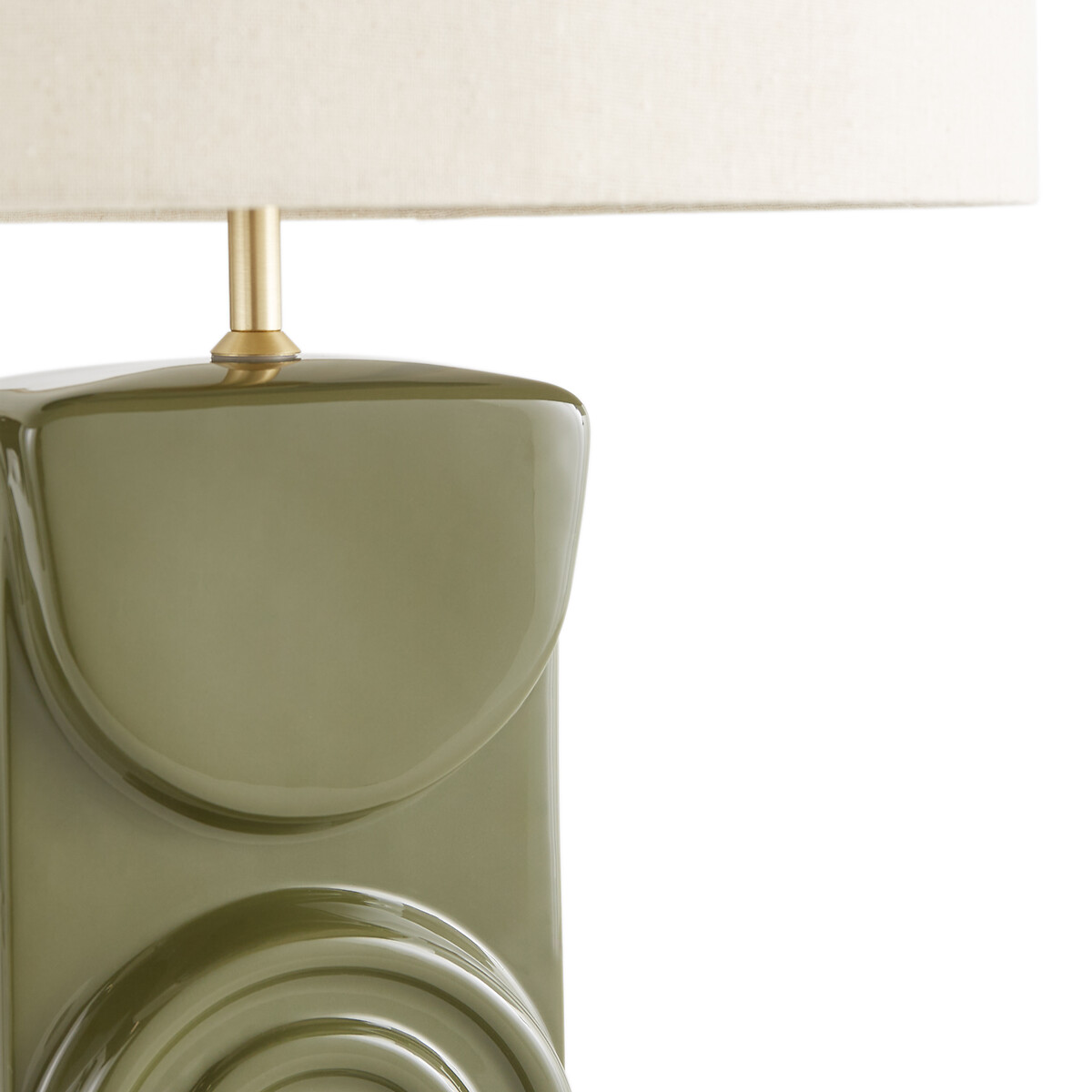 Лампа настольная из керамики и льна Topia  единый размер зеленый LaRedoute - фото 3