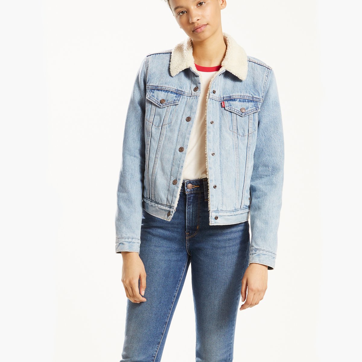 Original Sherpa Sheepskin Collar Trucker Jacket from La Redoute