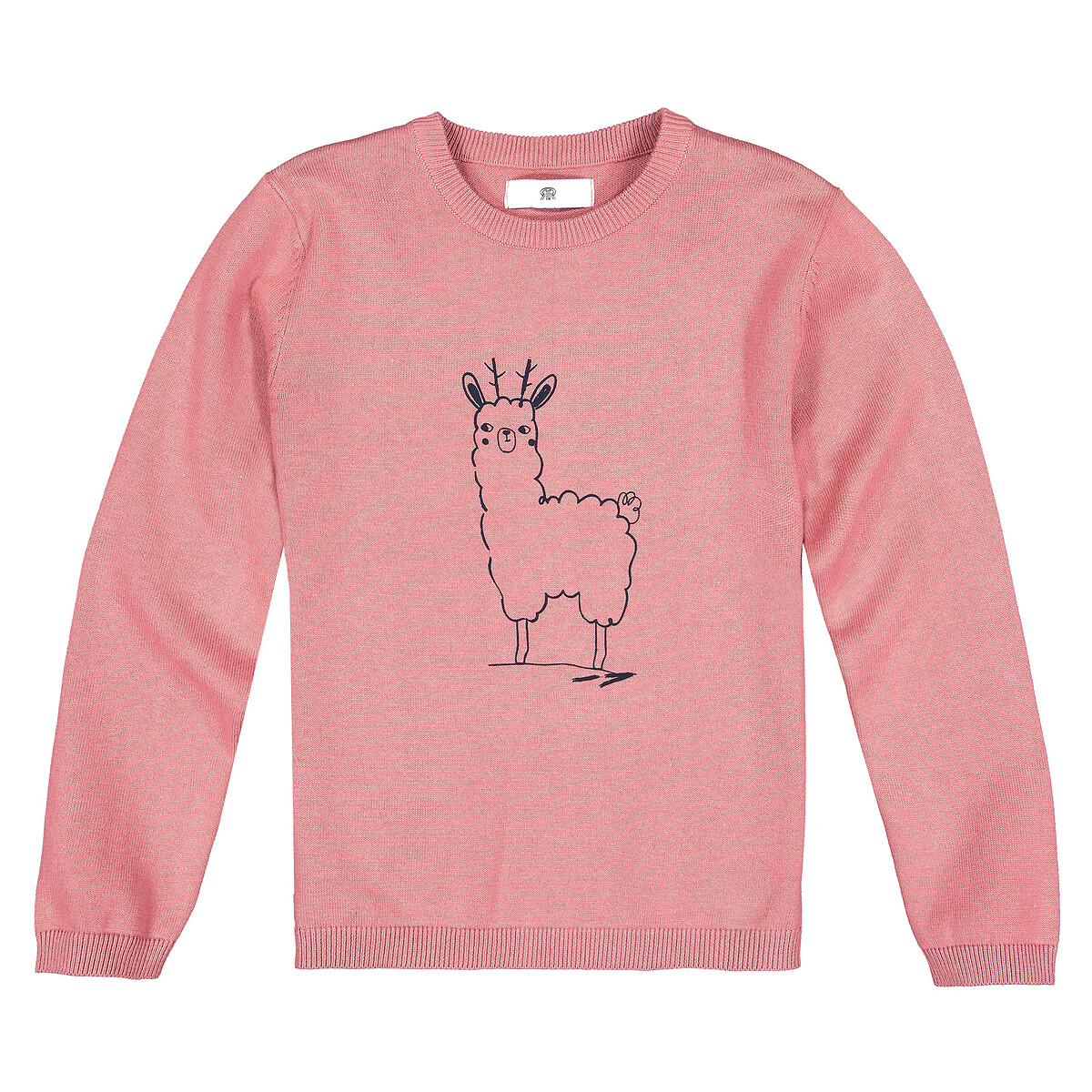 Пуловер La Redoute С круглым вырезом из тонкого трикотажа с принтом  10 лет - 138 см розовый, размер 10 лет - 138 см - фото 2