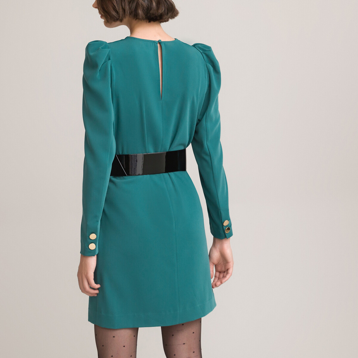 Платье LaRedoute Короткое прямое с длинными рукавами 40 зеленый, размер 40 - фото 4