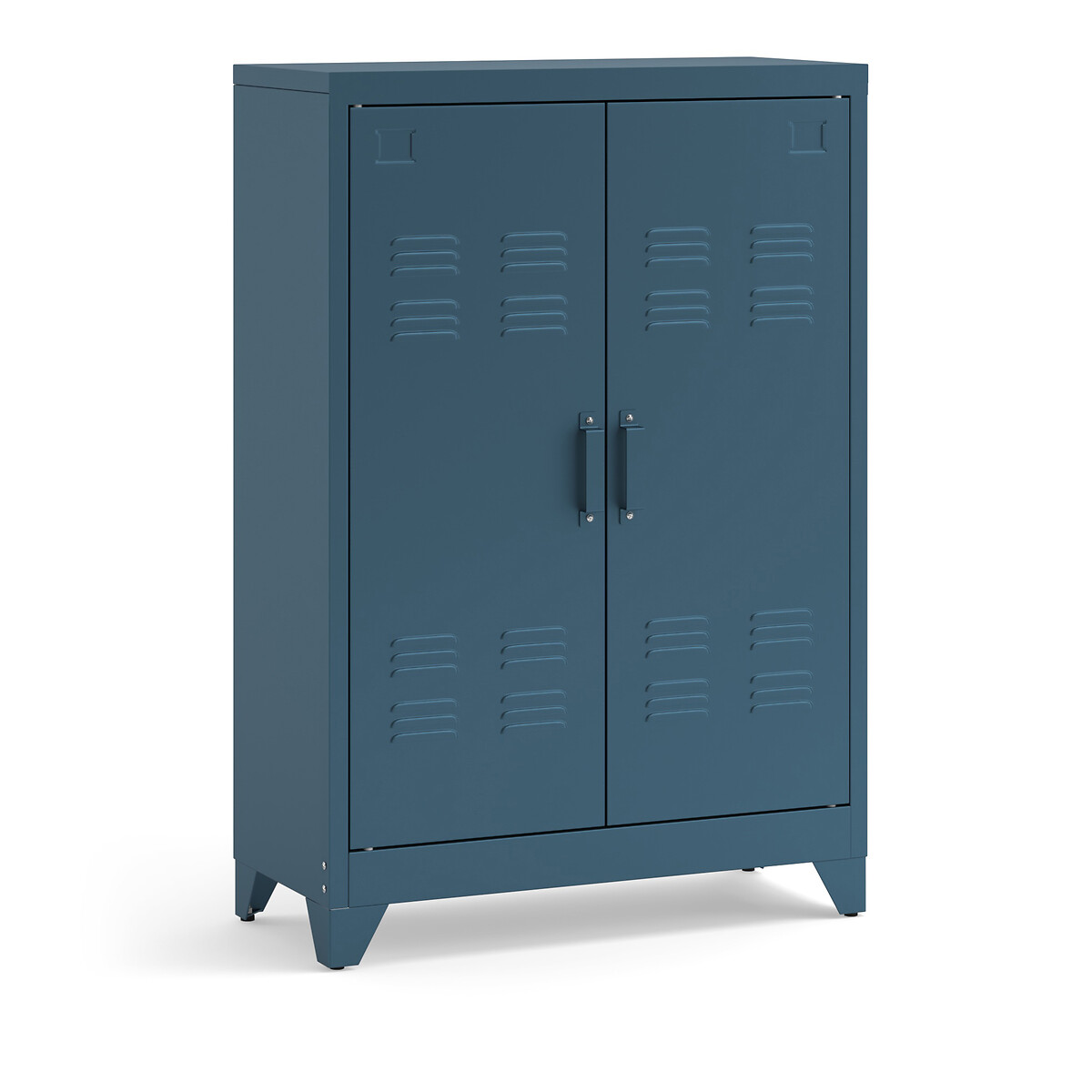 Шкаф низкий с 2 дверками из металла Hiba единый размер синий табурет в индустриальном стиле высота 75 см hiba единый размер серый