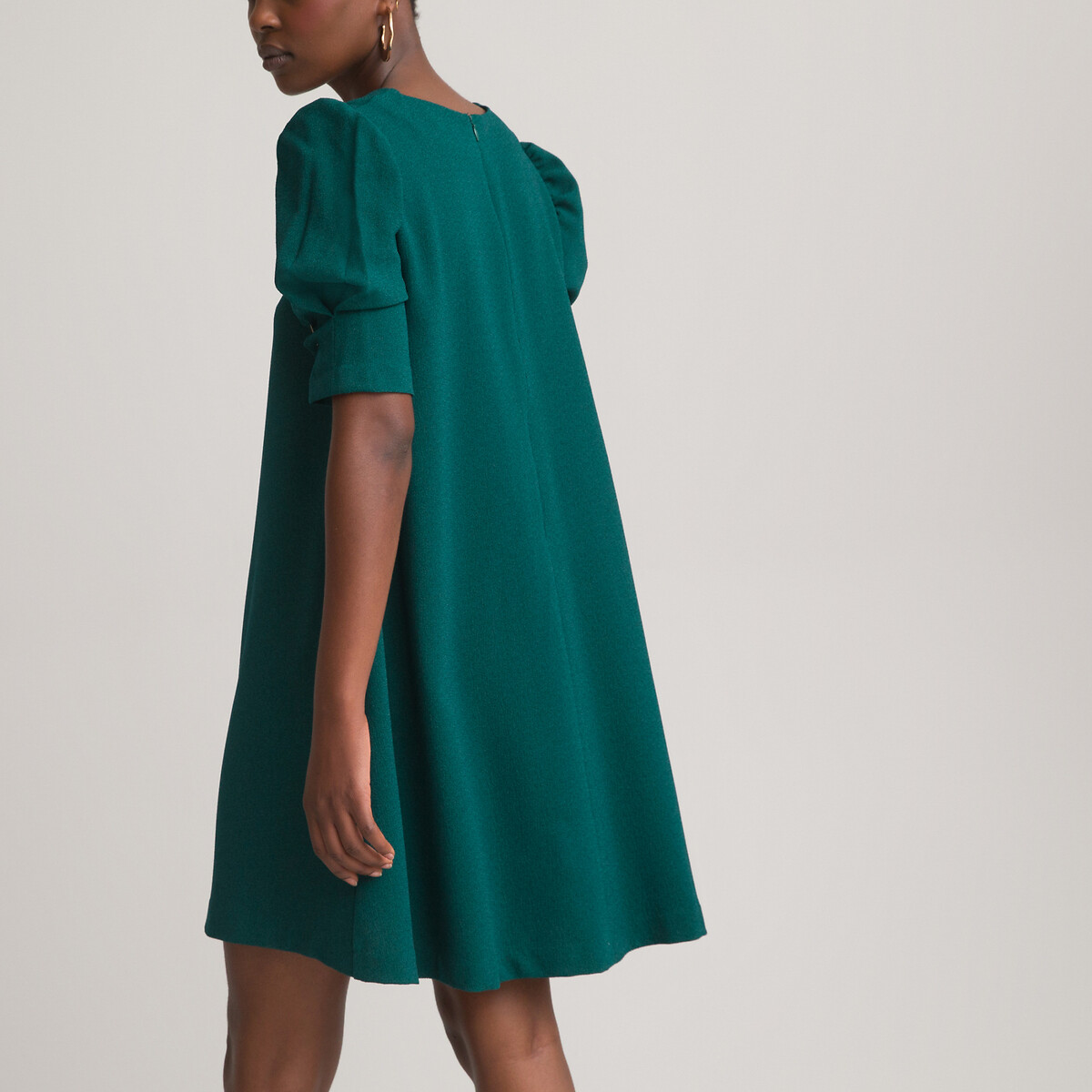 Платье-футляр LA REDOUTE COLLECTIONS С V-образным вырезом короткие рукава с напуском 44 зеленый, размер 44 - фото 4