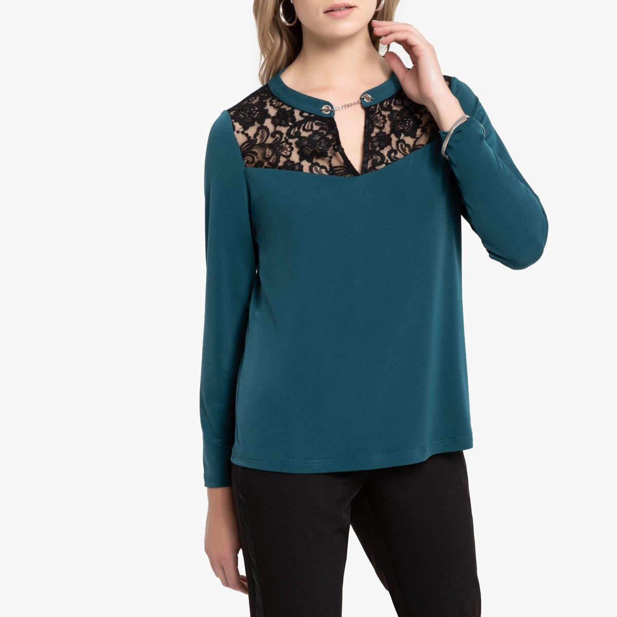 Футболка La Redoute С вырезом с отделкой кружевом 34/36 (FR) - 40/42 (RUS) зеленый футболка la redoute с вырезом с отделкой кружевом 34 36 fr 40 42 rus зеленый