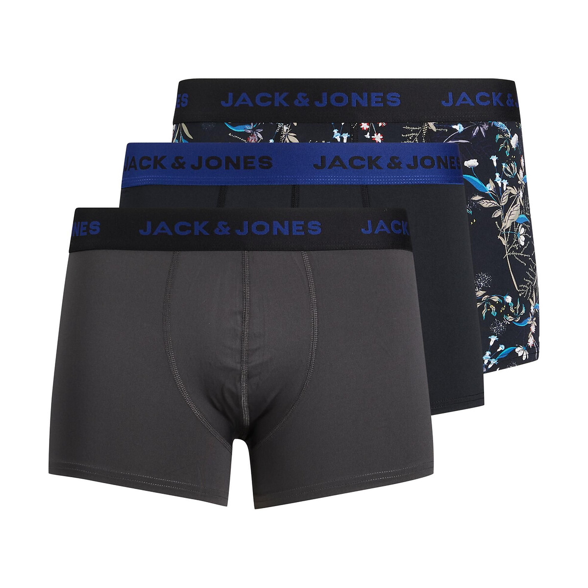 

Комплект из трех трусов-боксеров однотонные JACK & JONES, Черный, Комплект из трех трусов-боксеров однотонные с принтом L черный