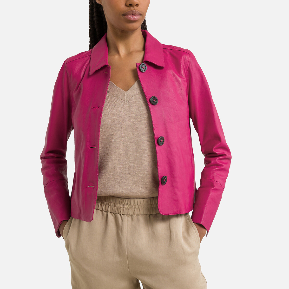 Куртка Укороченная на пуговицах LESLIE S розовый LaRedoute, размер S - фото 1