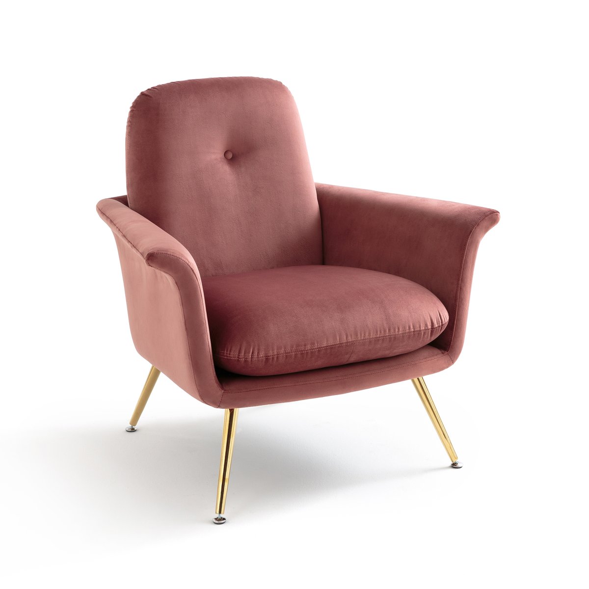 Кресло La Redoute Велюровое в винтажном стиле ELORI единый размер розовый - фото 1