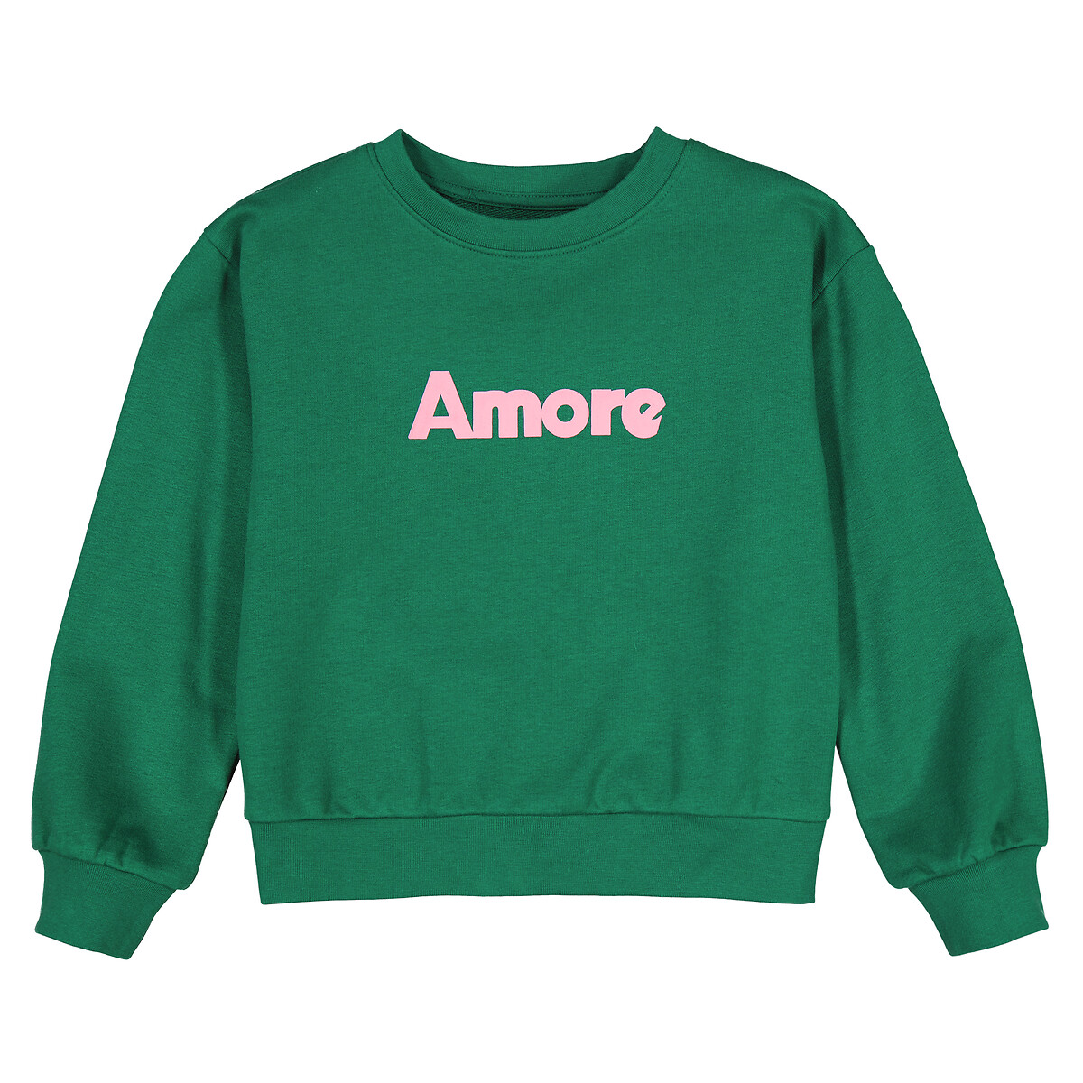 Свитшот с круглым вырезом из мольтона с надписью Amore  3 года - 94 см зеленый LaRedoute, размер 3 года - 94 см - фото 3