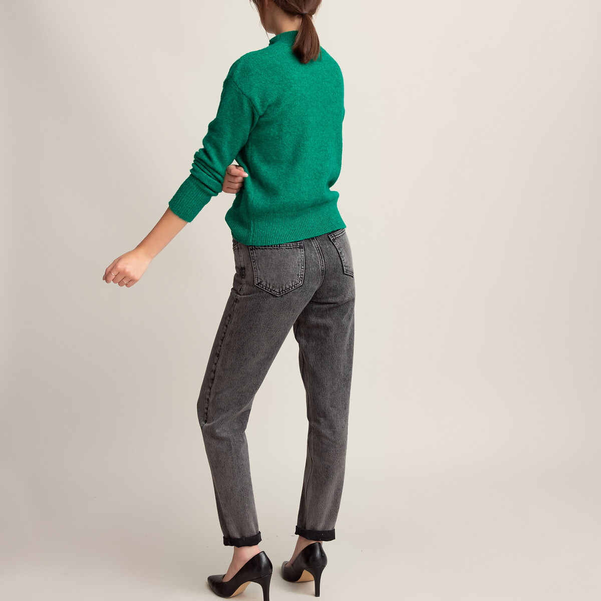 Пуловер La Redoute С воротником-стойкой пушистый трикотаж XL зеленый, размер XL - фото 4