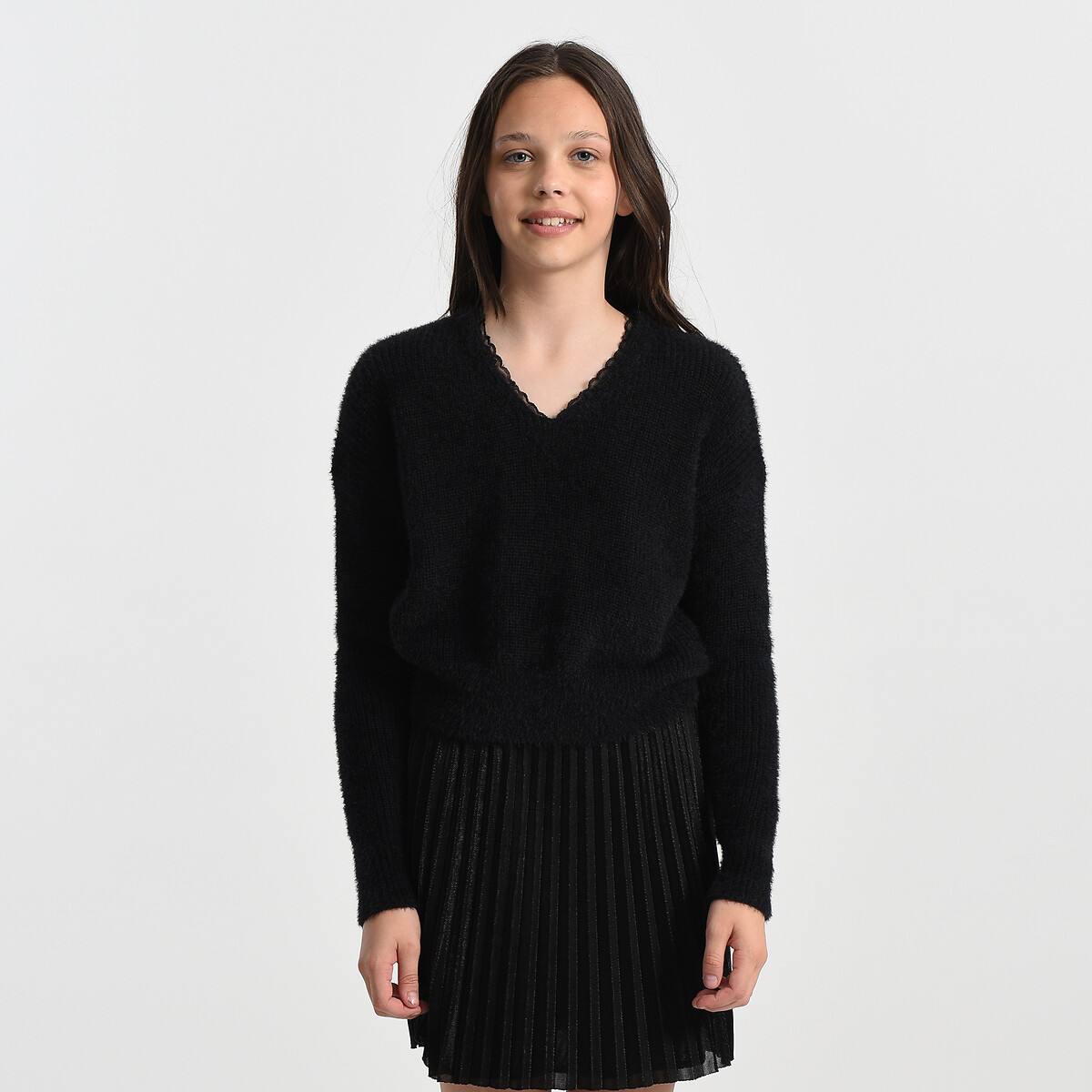 Пуловер С V-образным вырезом 14 лет - 156 см черный