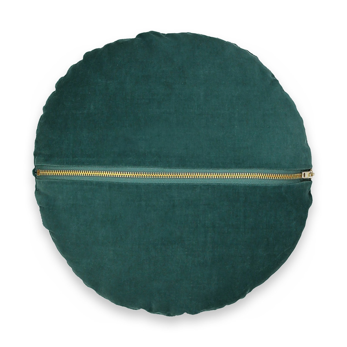 Подушка LaRedoute Круглая вельветовая VELVET диаметр 35 см зеленый, размер диаметр 35 см - фото 1