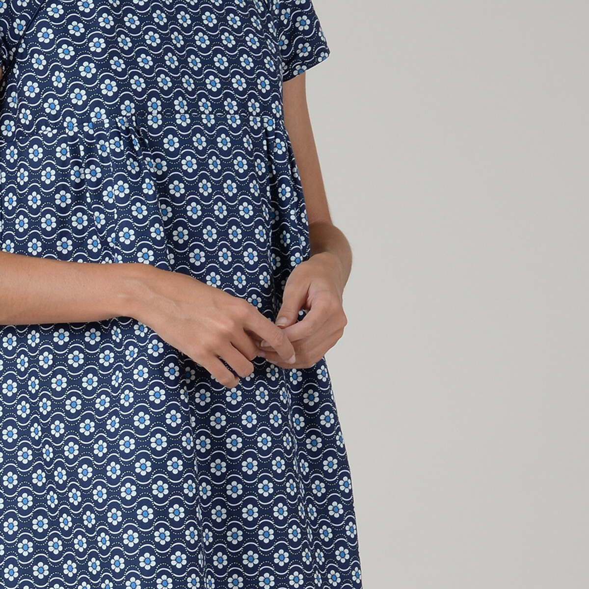 Платье LaRedoute Короткое из хлопка с принтом XS синий, размер XS - фото 4