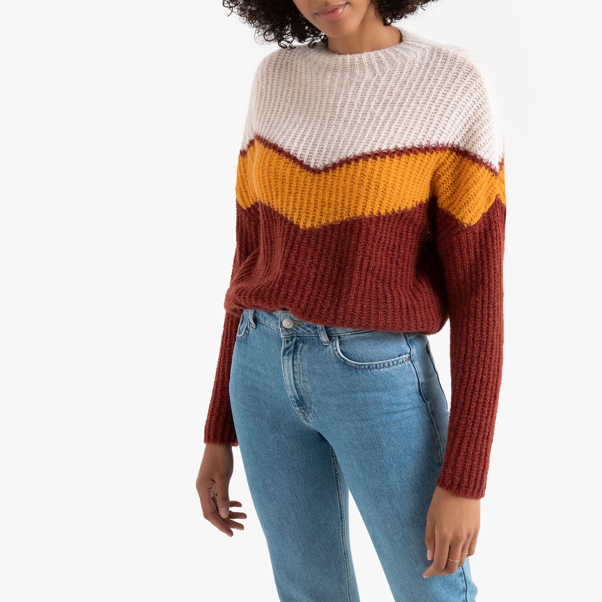 

Пуловер La Redoute, Желтый, С круглым вырезом colorblock M желтый