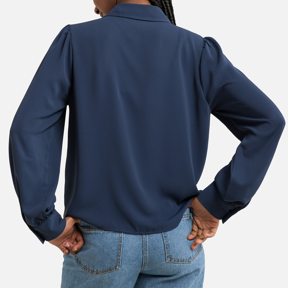 Рубашка Длинные рукава вставка из кружева S синий LaRedoute, размер S - фото 4