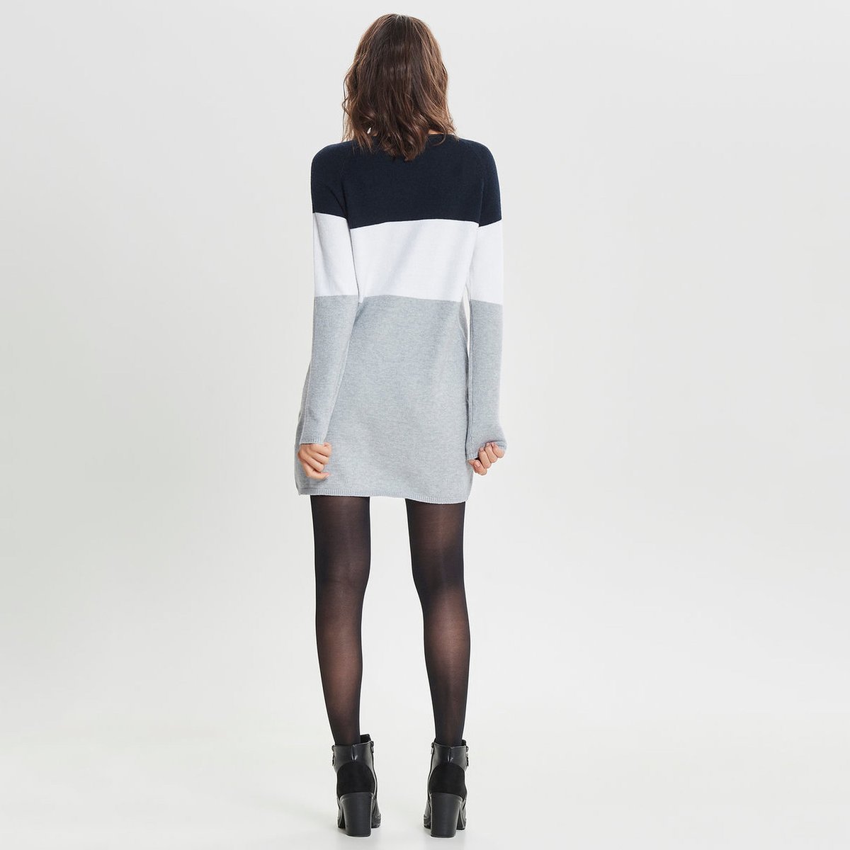 Платье-пуловер La Redoute Трехцветное из плотного трикотажа M синий, размер M - фото 3