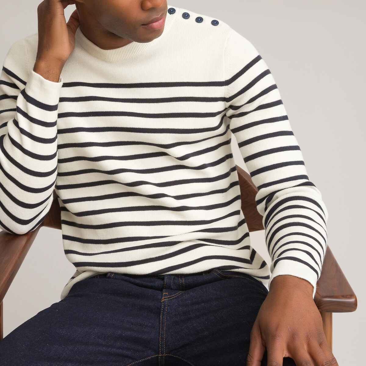 Пуловер Хлопковый с круглым вырезом тонкий трикотаж 3XL бежевый