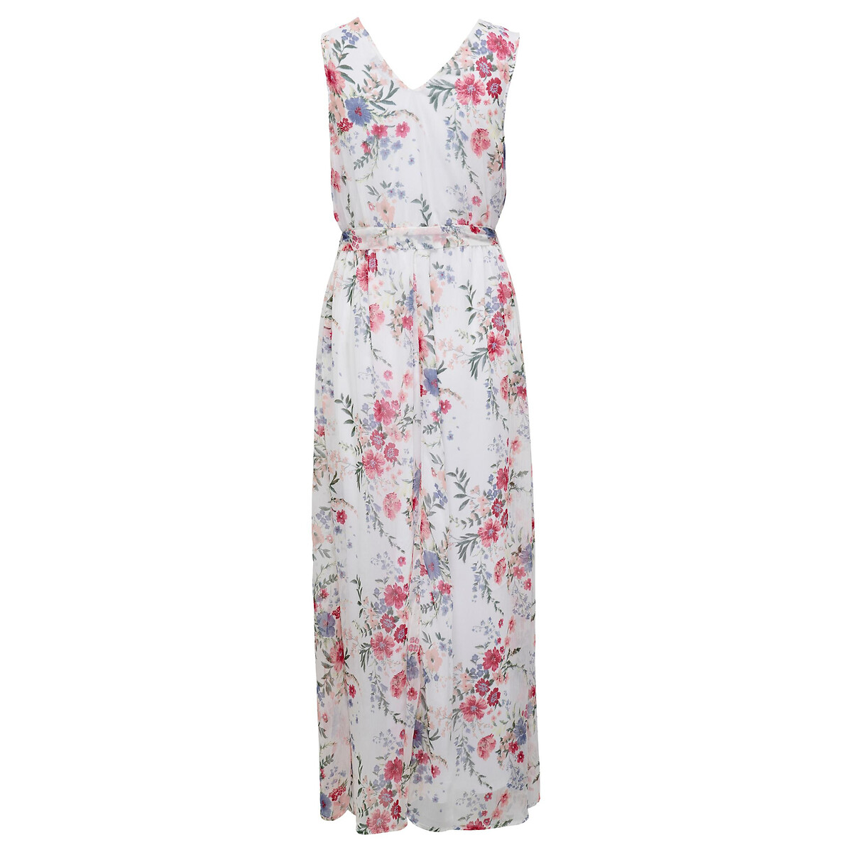 Платье Длинное с цветочным принтом без рукавов S белый LaRedoute, размер S - фото 2