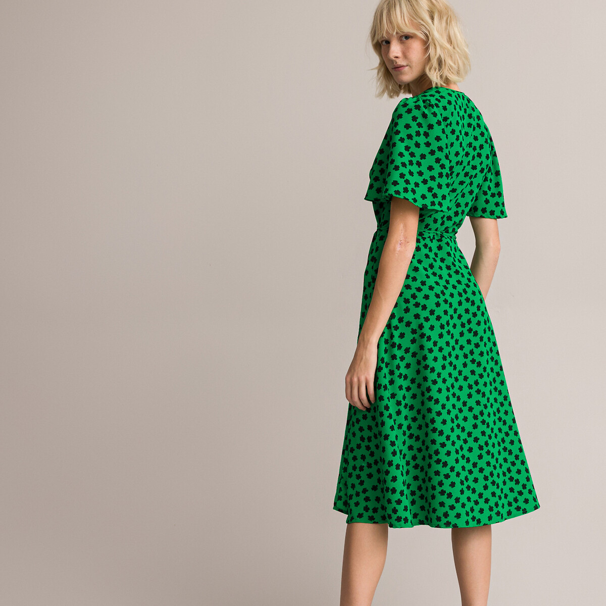 Платье LA REDOUTE COLLECTIONS Платье Длинное с запахом с цветочным рисунком 48 зеленый, размер 48 - фото 4