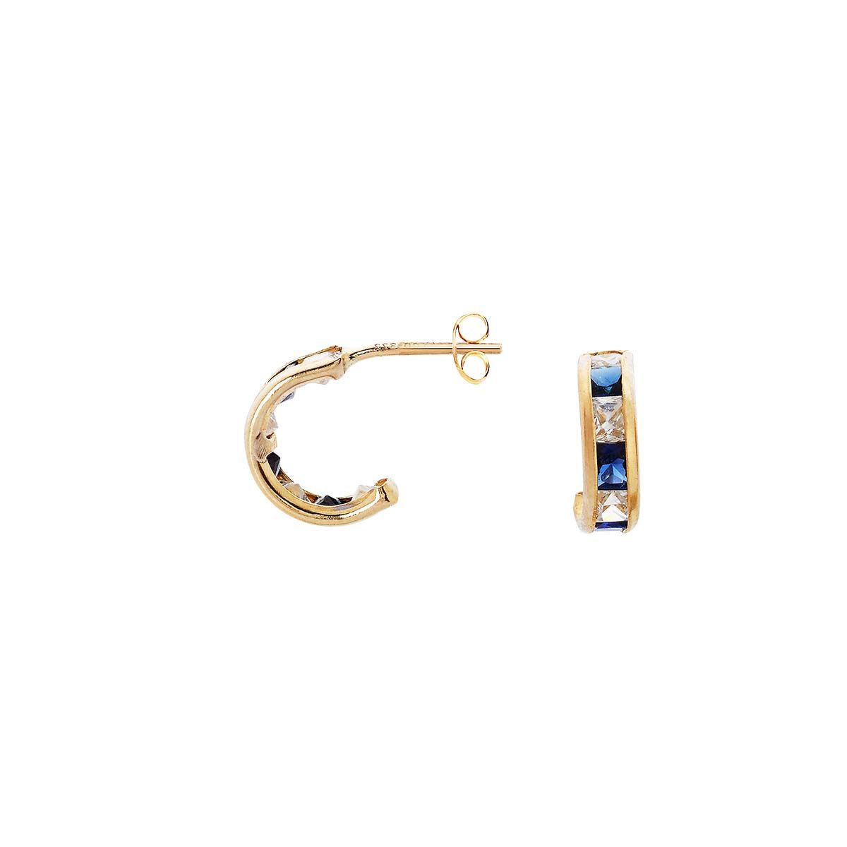 Boucles d'oreilles en Or 375/1000 Jaune et Saphir