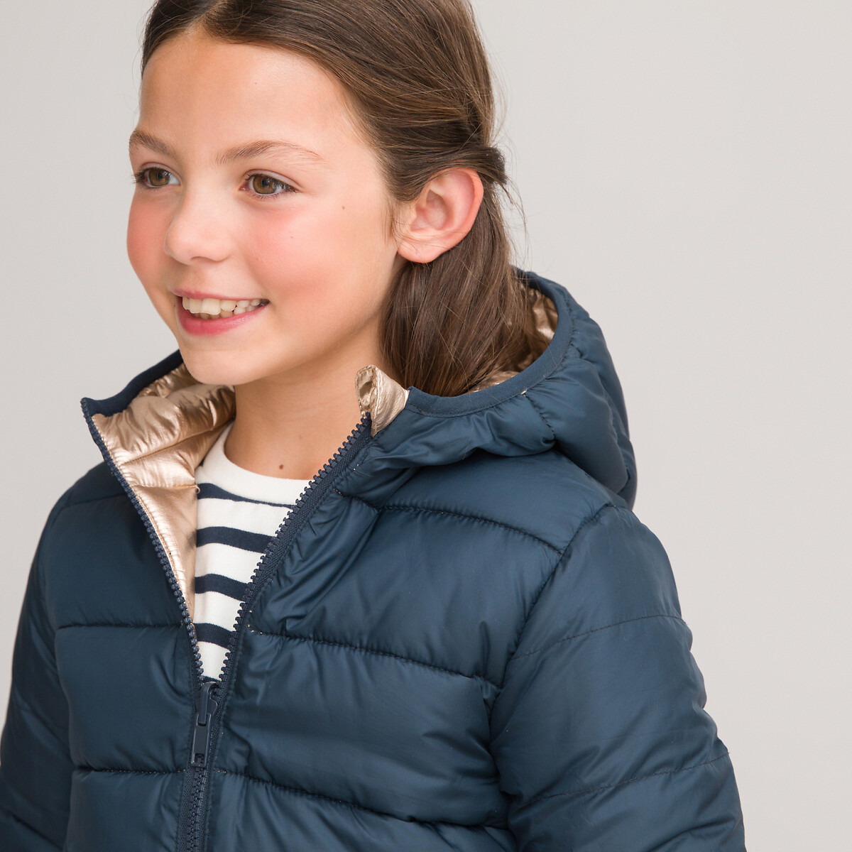 Куртка LaRedoute Стеганая двусторонняя с капюшоном 3-12 лет 6 лет - 114 см синий, размер 6 - фото 2
