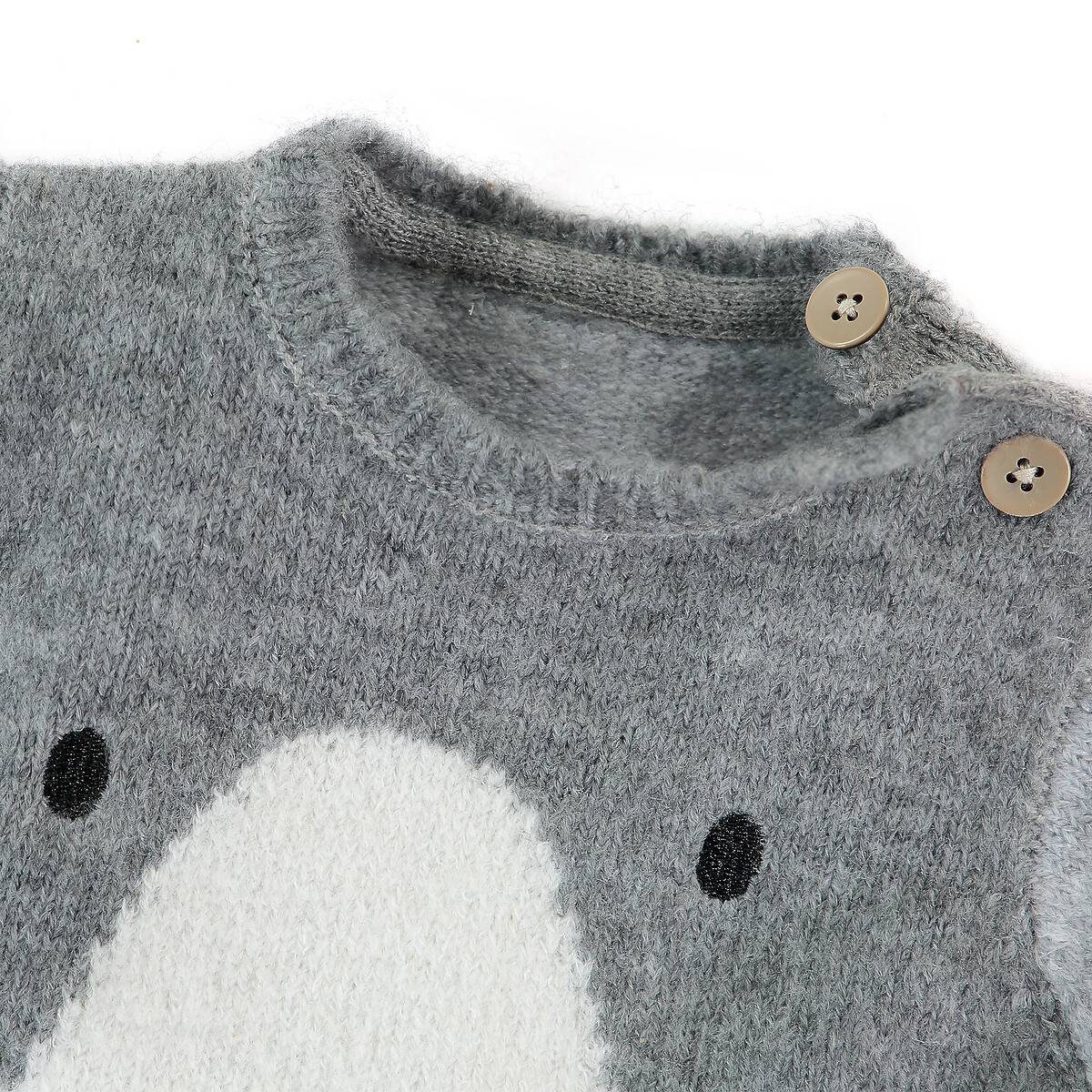 Пуловер La Redoute С круглым вырезом из трикотажа крупной вязки  мес 9 мес. - 71 см серый, размер 9 мес. - 71 см - фото 3