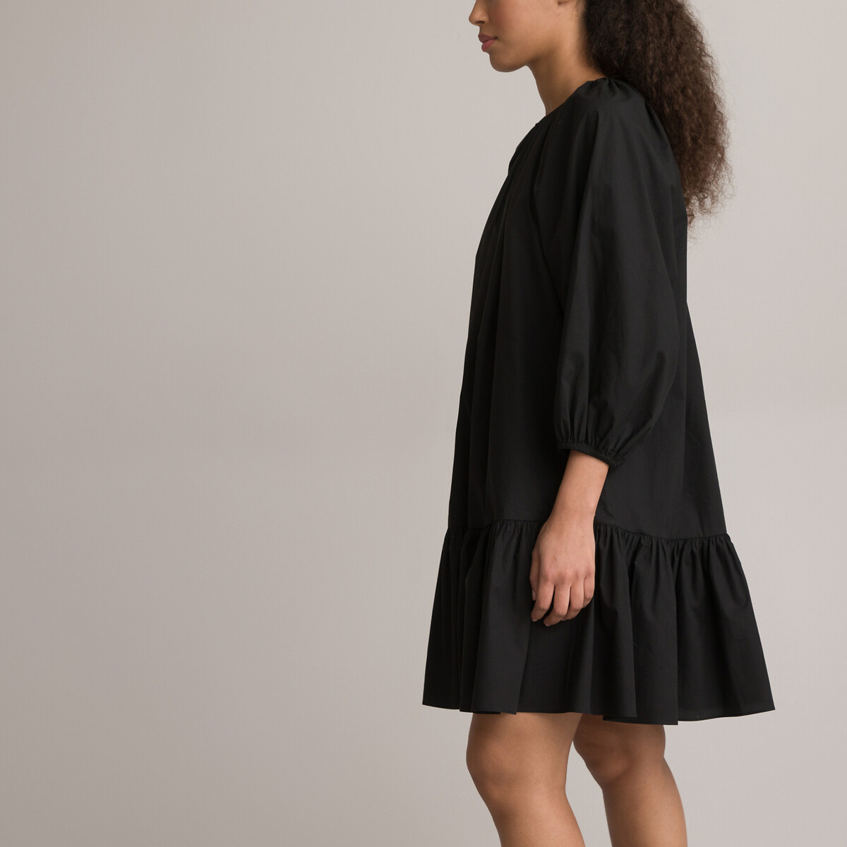 Платье-миди Расклешенное круглый вырез рукава 34 56 черный LaRedoute, размер 56 - фото 2
