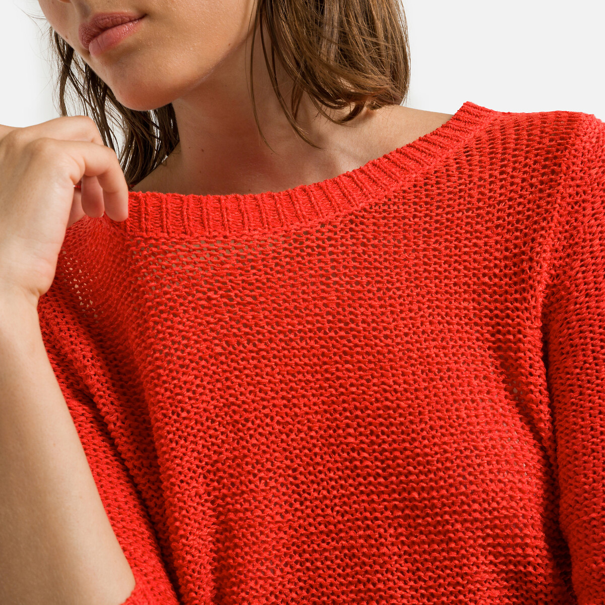 Пуловер ONLY Пуловер С вырезом-лодочкой из тонкого трикотажа XL красный, размер XL - фото 3
