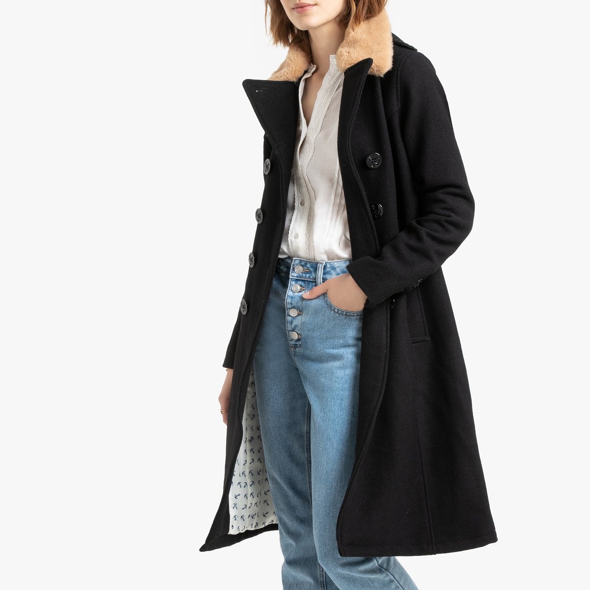 

Бушлат La Redoute, Черный, Длинный из смесовой шерсти Jkt mainsail w S черный