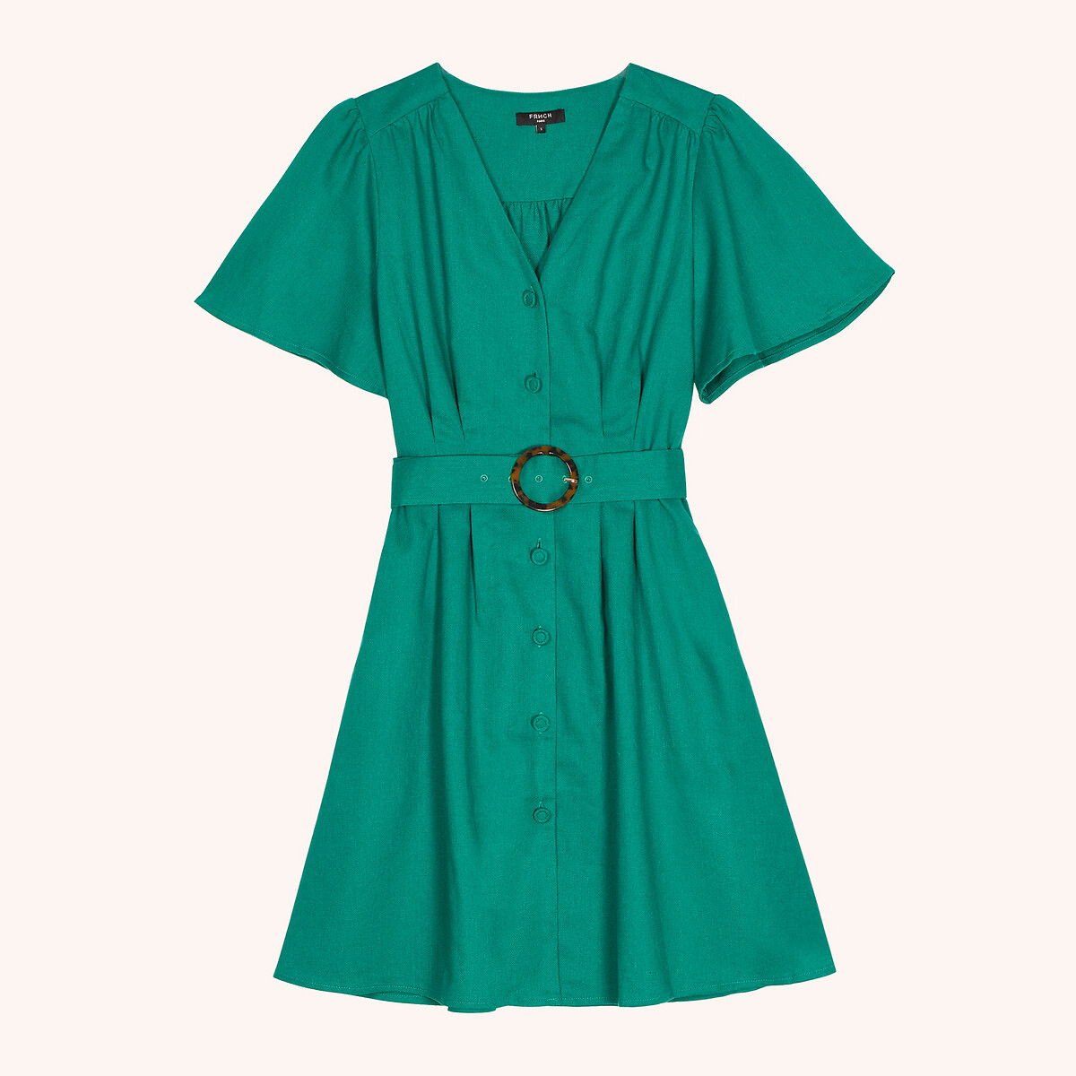 Платье LaRedoute Расклешенное короткое с короткими рукавами ALFREDA S зеленый, размер S - фото 1