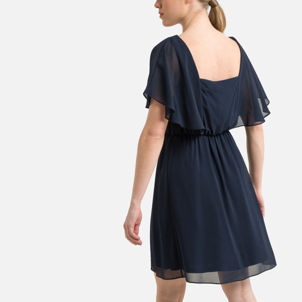 Платье Укороченное с V-образным вырезом 50 синий LaRedoute, размер 50 - фото 3
