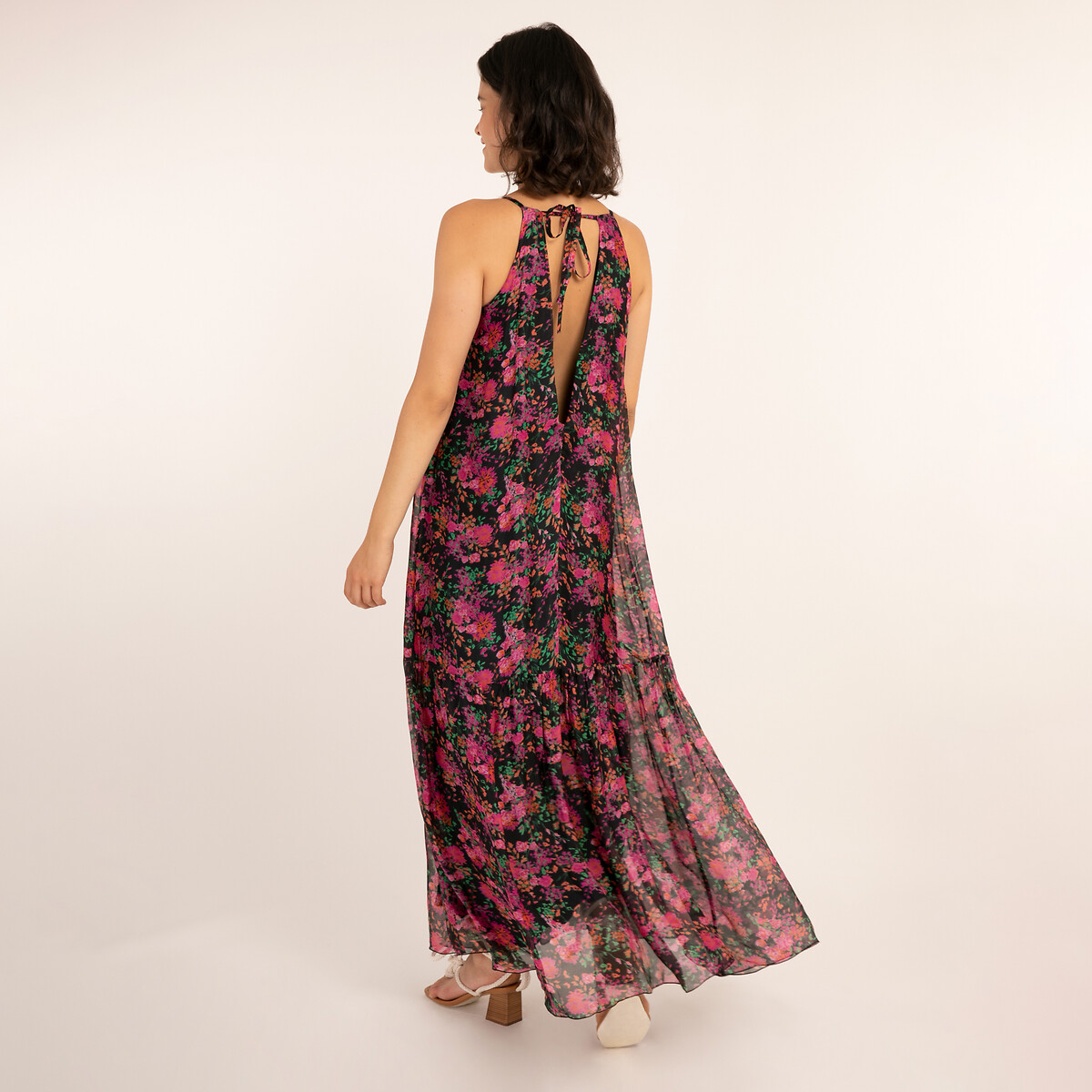 Платье LaRedoute С принтом длинное на тонких бретелях ANETH S розовый, размер S - фото 2