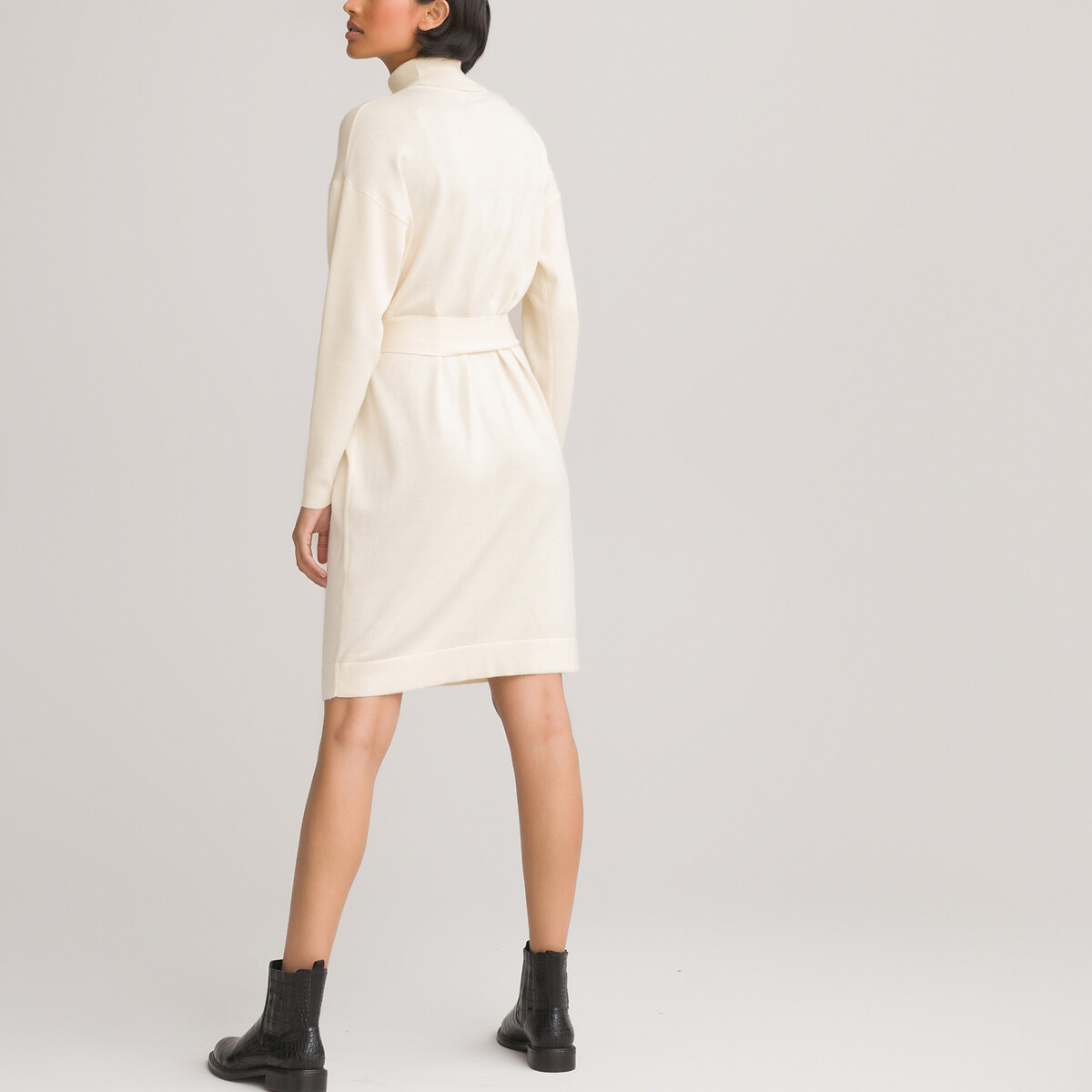 Платье-пуловер LaRedoute Длинный воротник и рукава XL бежевый, размер XL - фото 4