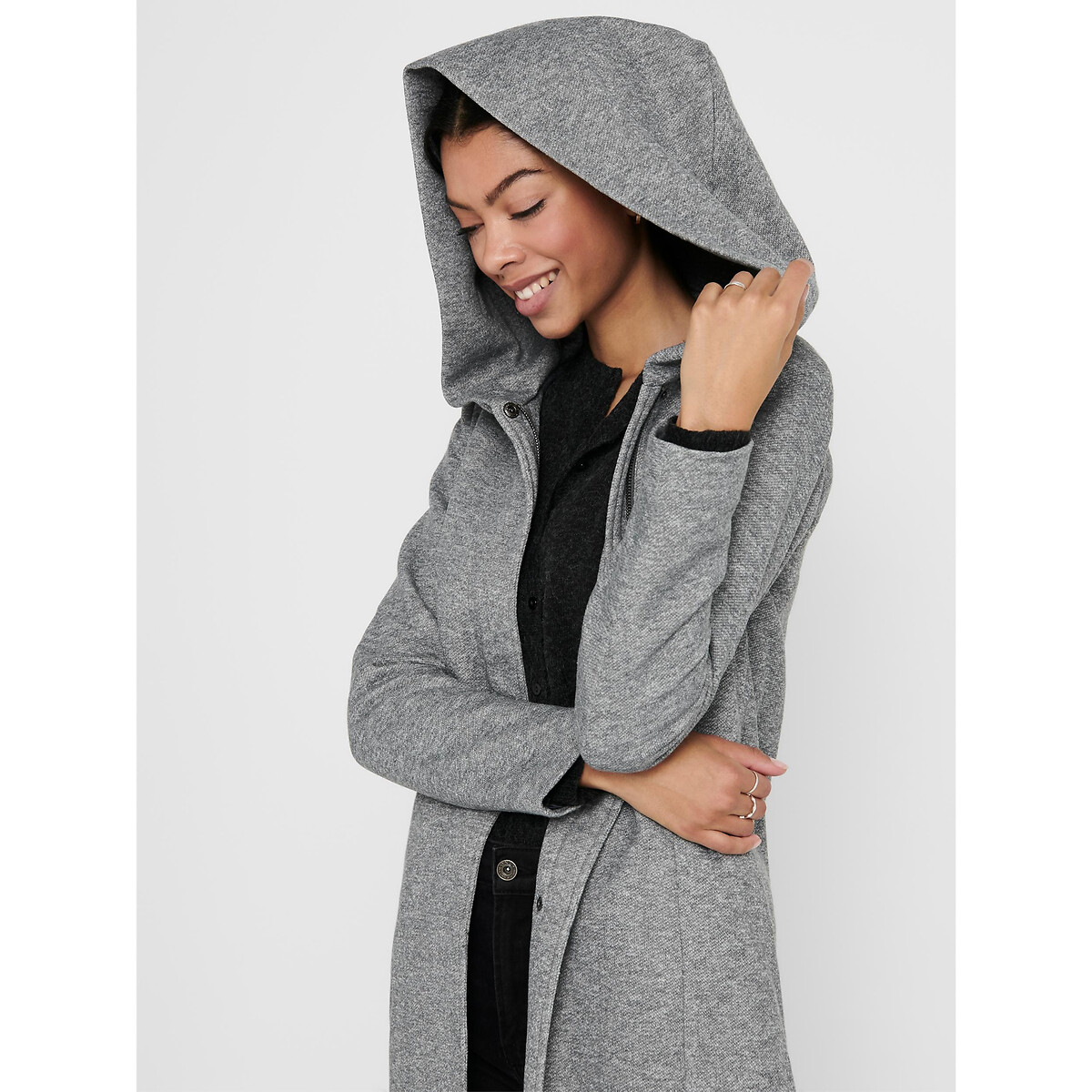 Пальто Тонкое с капюшоном из бархатистого материала XL серый LaRedoute, размер XL - фото 2
