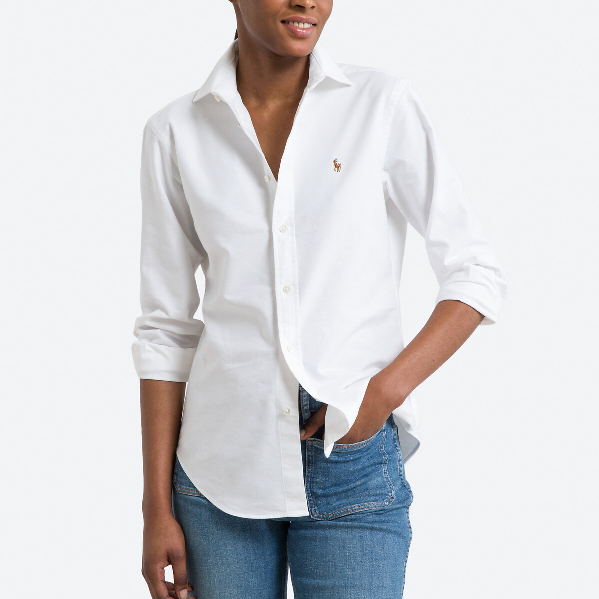 Рубашка из поплина с длинными рукавами 42 (FR) - 48 (RUS) белый рубашка из вуали с принтом и длинными рукавами 42 fr 48 rus разноцветный
