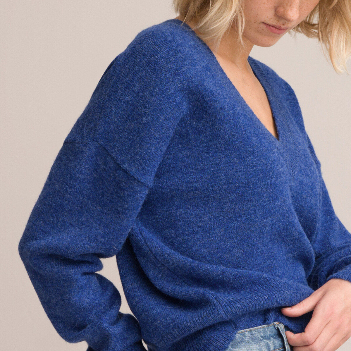 Пуловер LA REDOUTE COLLECTIONS Пуловер С V-образным вырезом из плотного трикотажа XL синий, размер XL - фото 2
