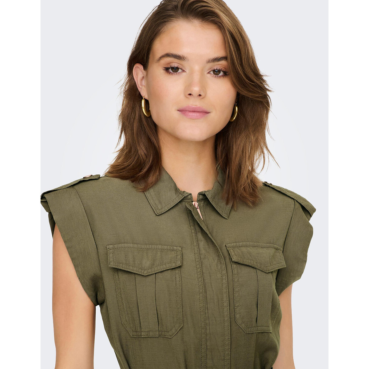Платье-рубашка На пуговицах L зеленый LaRedoute, размер L - фото 2