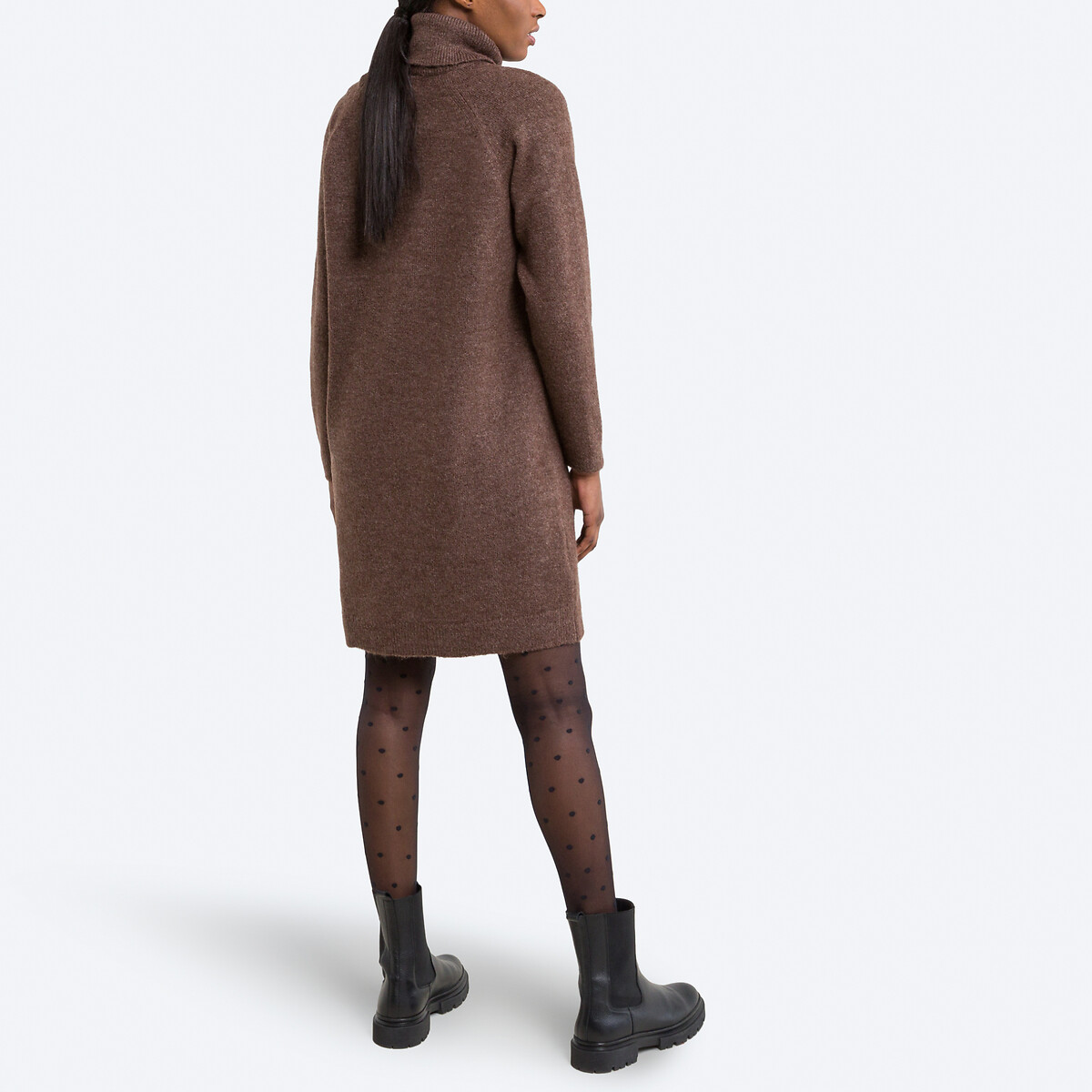 Платье-пуловер С воротником с отворотом M каштановый LaRedoute, размер M - фото 4