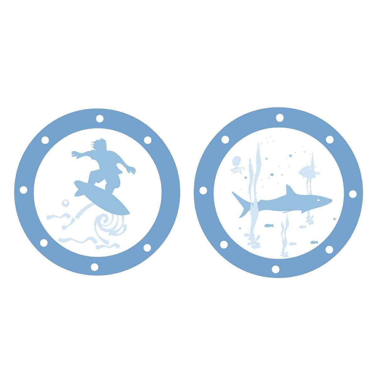 Stickers Hublots Surfeur et Requin