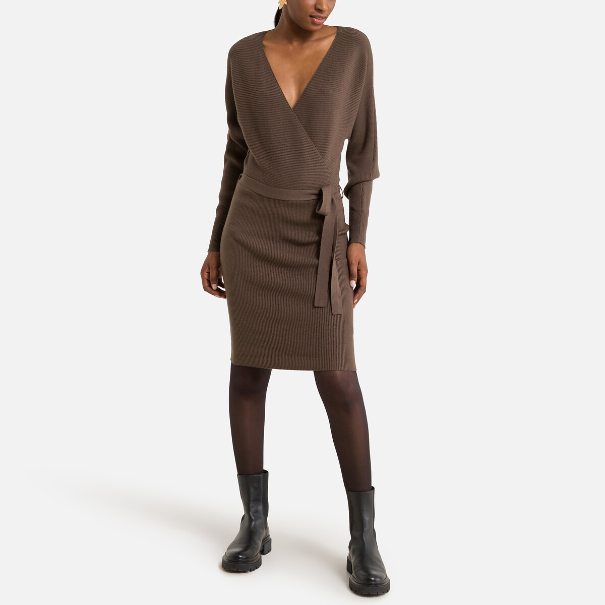 Платье-пуловер VERO MODA Платье-пуловер С завязками XL каштановый, размер XL - фото 2