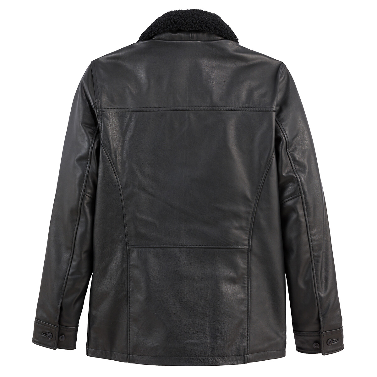 Куртка Из кожи со съемным воротником из искусственного меха L черный LaRedoute, размер L - фото 2