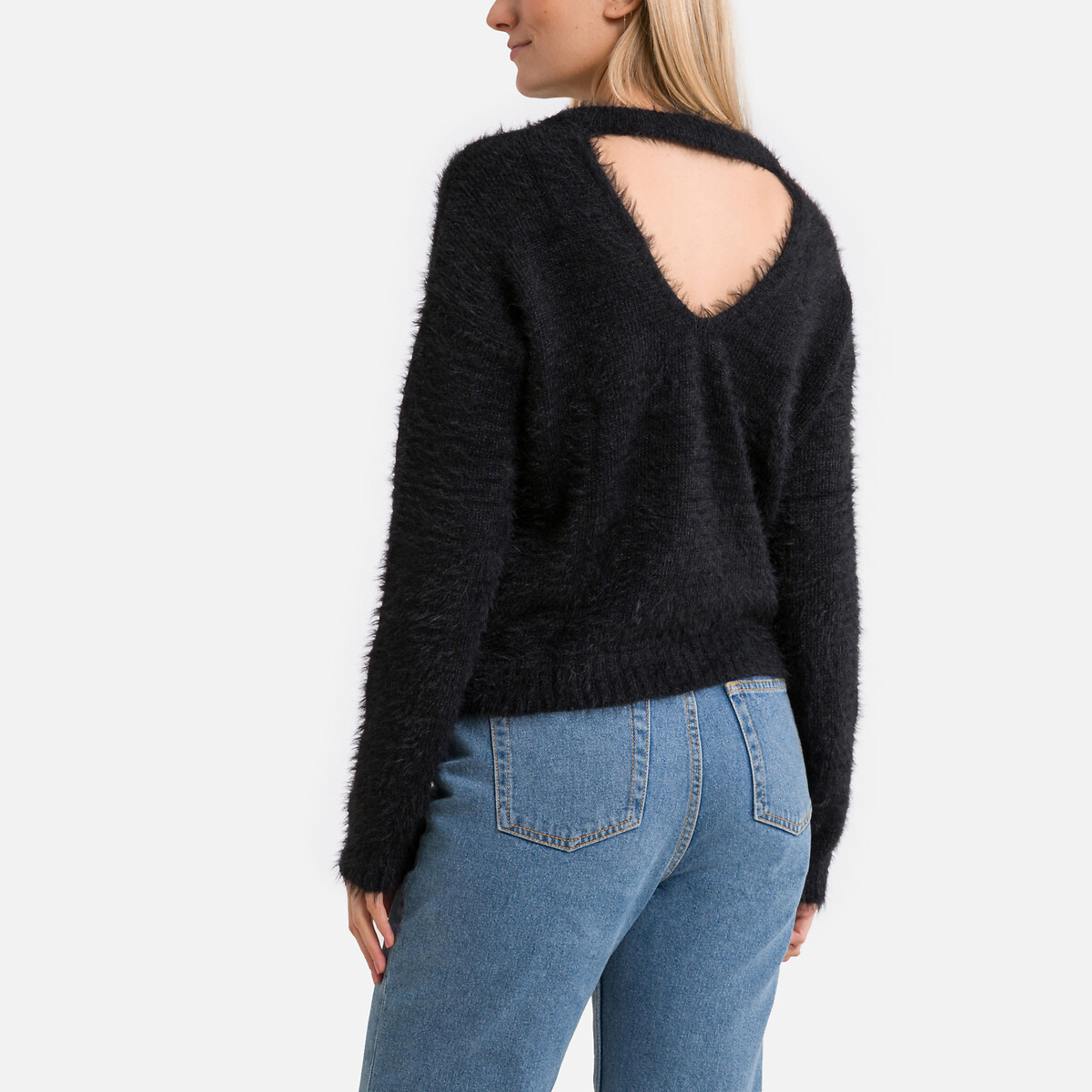 Пуловер из трикотажа с начесом круглый вырез L черный пуловер joyce из витого трикотажа верх с начесом xl бежевый