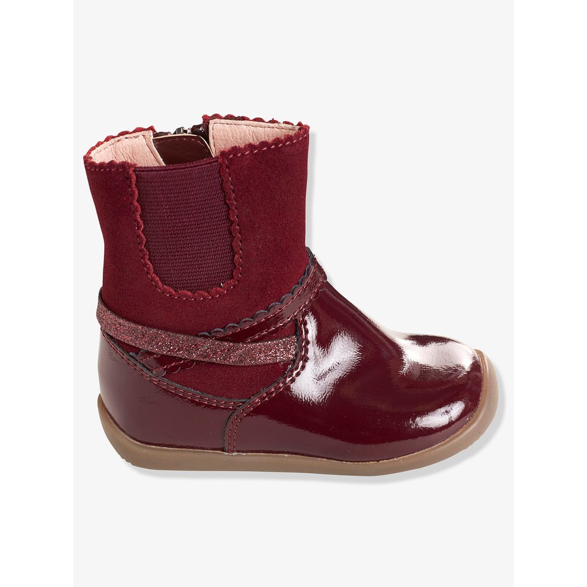 Boots cuir fille élastique côté