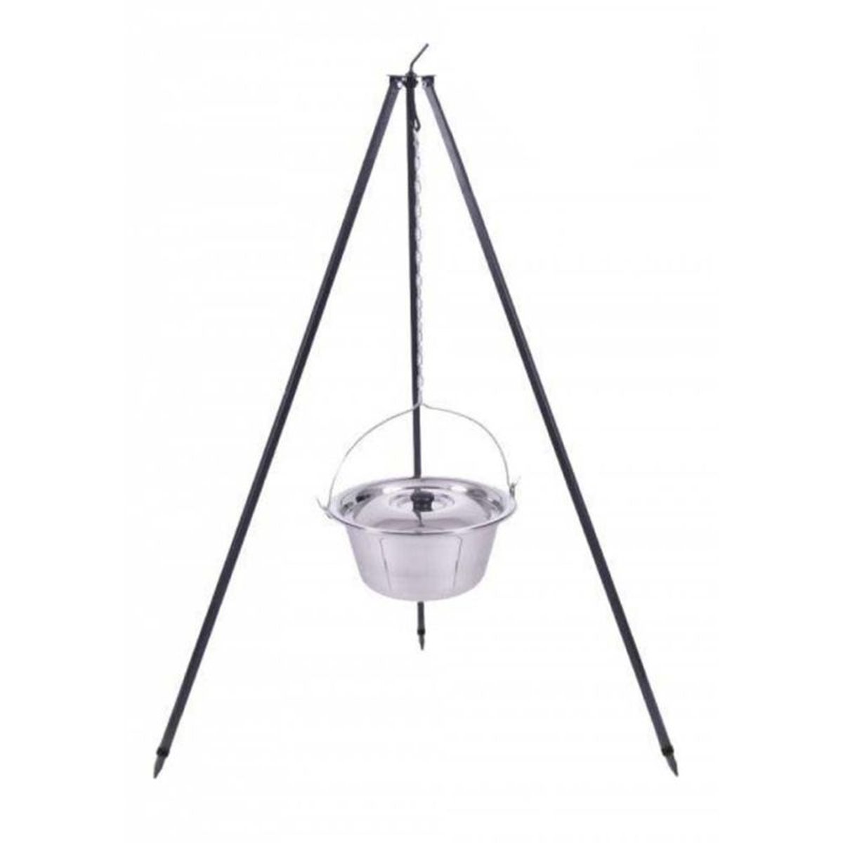Chaudron en acier inoxydable sur trépied 14 litres