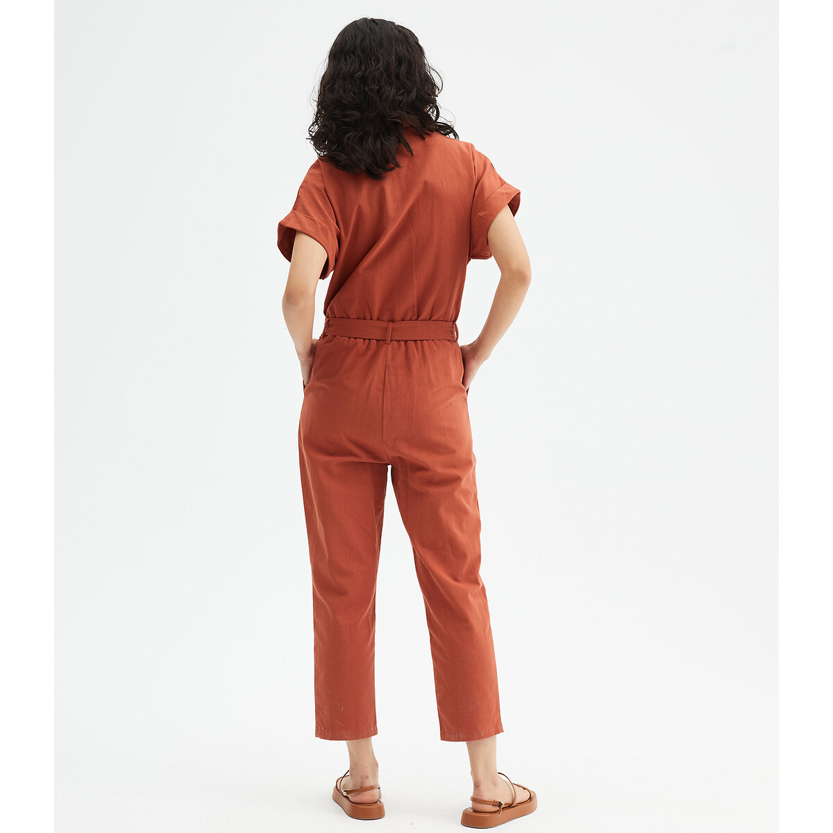 Комбинезон С брюками короткие рукава XS оранжевый LaRedoute, размер XS - фото 3