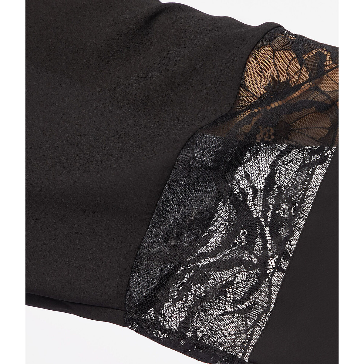 Платье Домашнее из сатина и кружева Idole XS черный LaRedoute, размер XS - фото 4