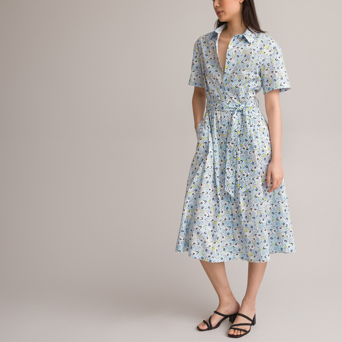 Платье-рубашка Расклешенное длинное с принтом цветы 58 разноцветный LaRedoute, размер 58 - фото 2