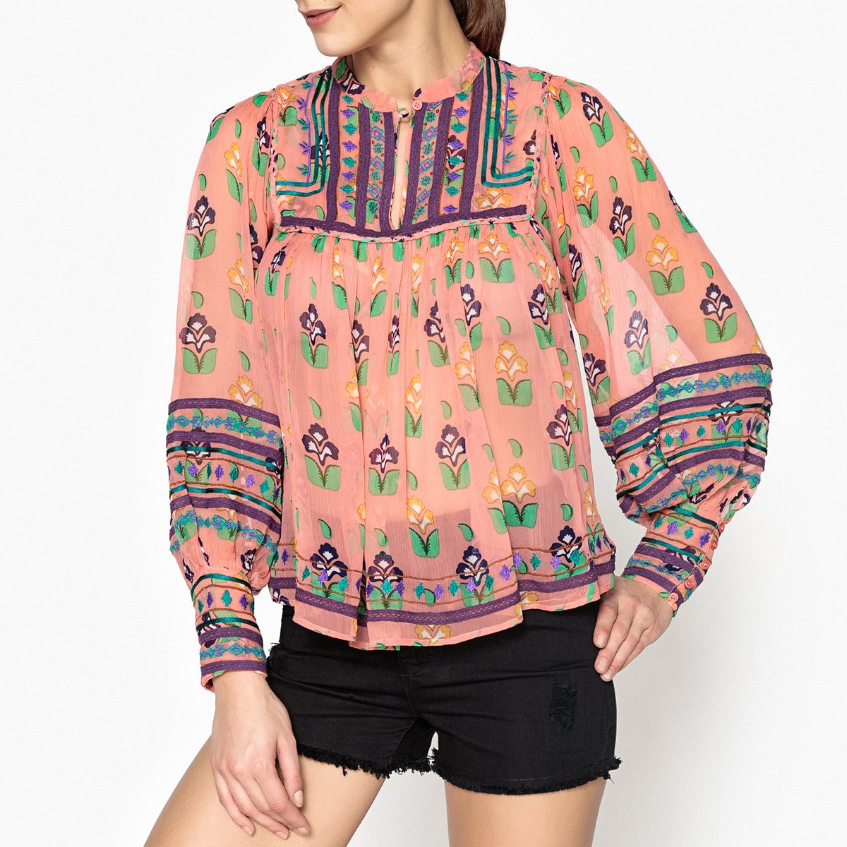 

Топ-блузка из вуали с принтом MIA BLOUSE