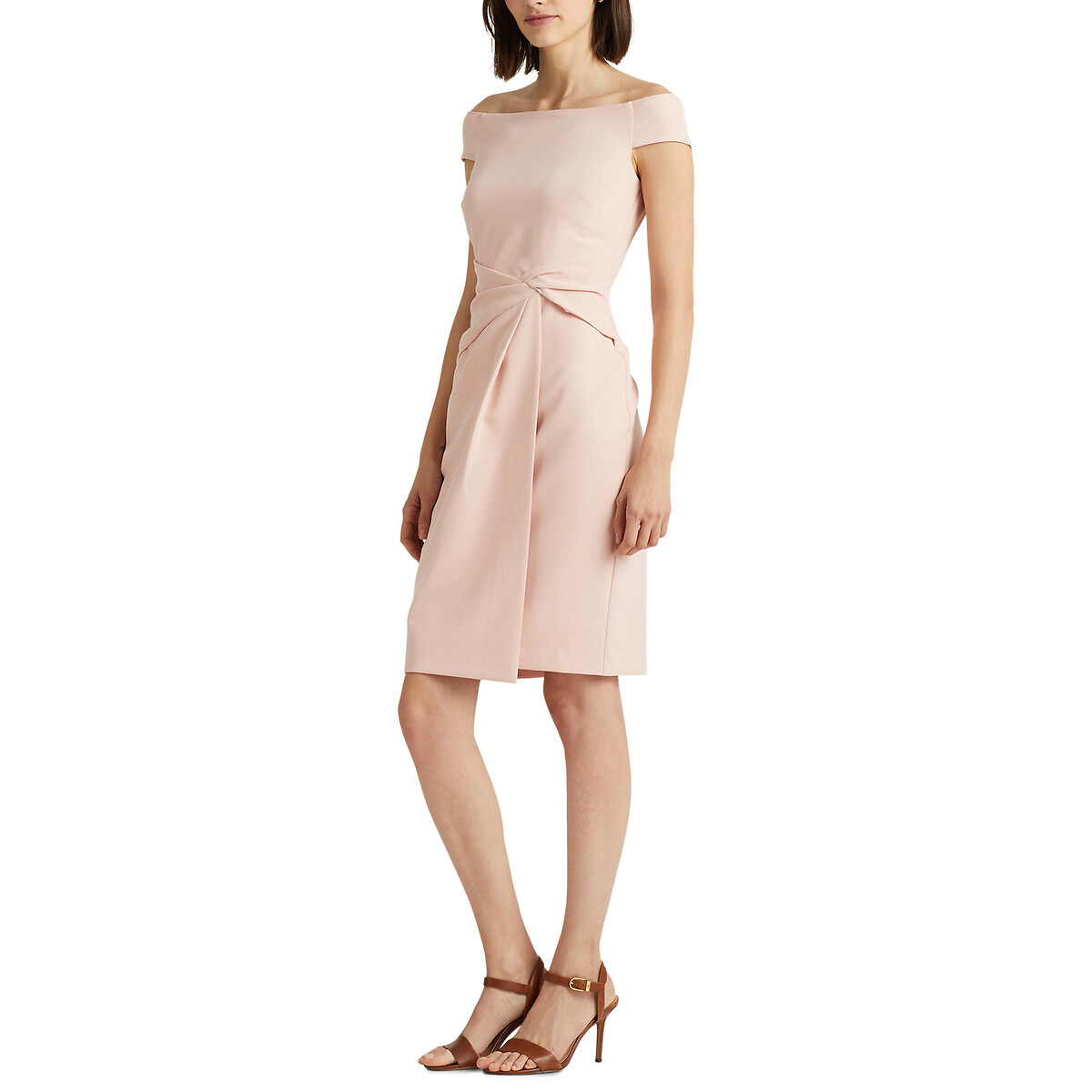 Платье Короткое с открытыми плечами 42 розовый